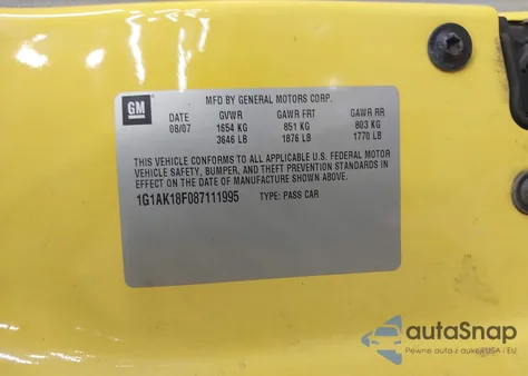 2008 Chevrolet Cobalt Ls z USA, uszkodzony, nr VIN 1G1AK18F087111995